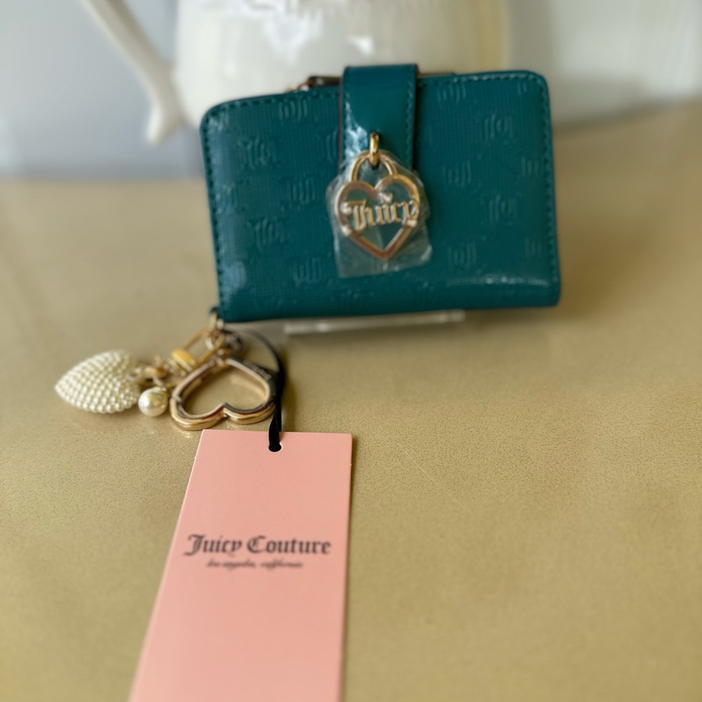 Juicy Couture Teal Wallet with Heart Charm
